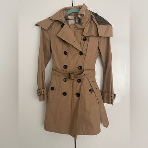 Burberry Brit Short Trench Coat with removable hood.